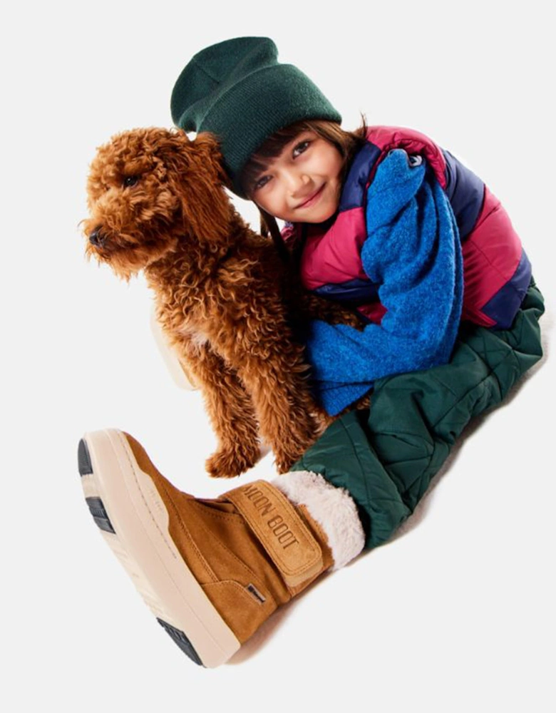 Kids JR Strap Suede Boots in Brown
