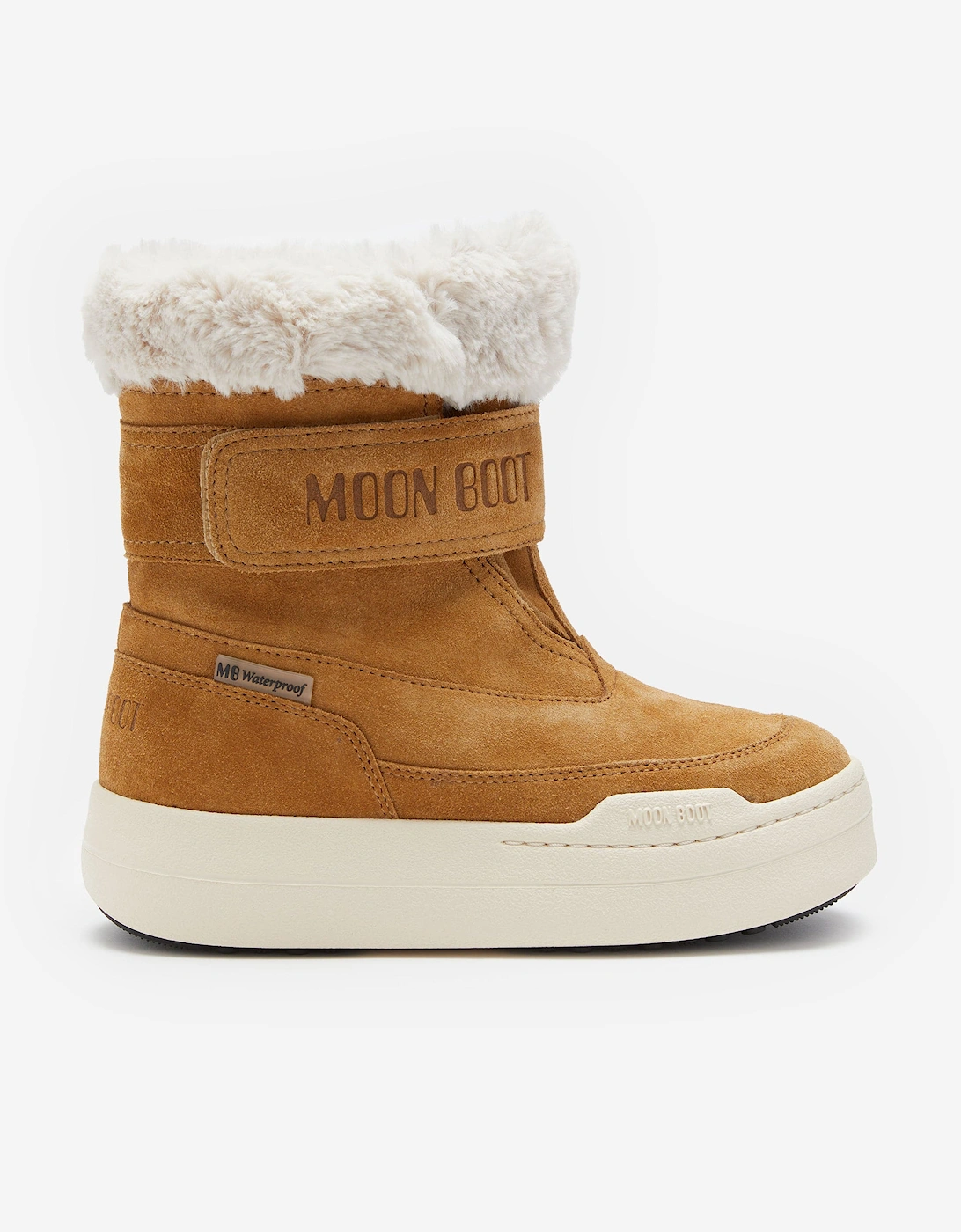 Moonboot Girls Brown 'S Moon Boot Jr Strap Suede Boots In  2 (Older) Size 34 Kids
