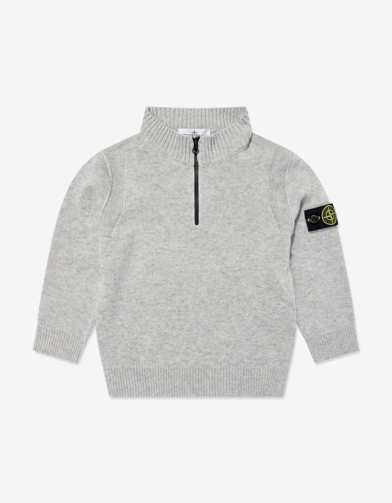 Kids Wool Polo Jumper in Grey