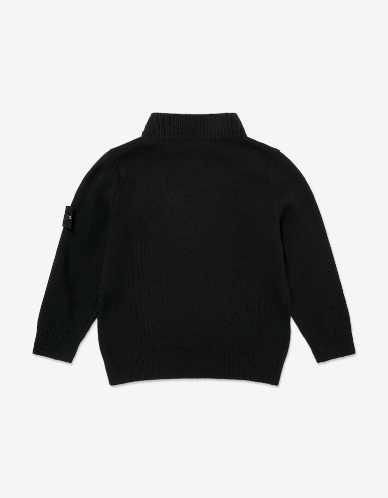 Kids Wool Polo Jumper in Black