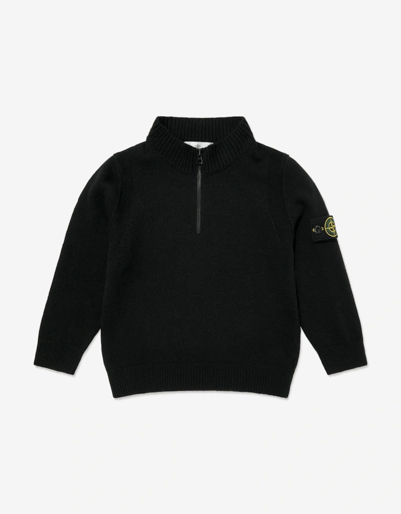 Kids Wool Polo Jumper in Black