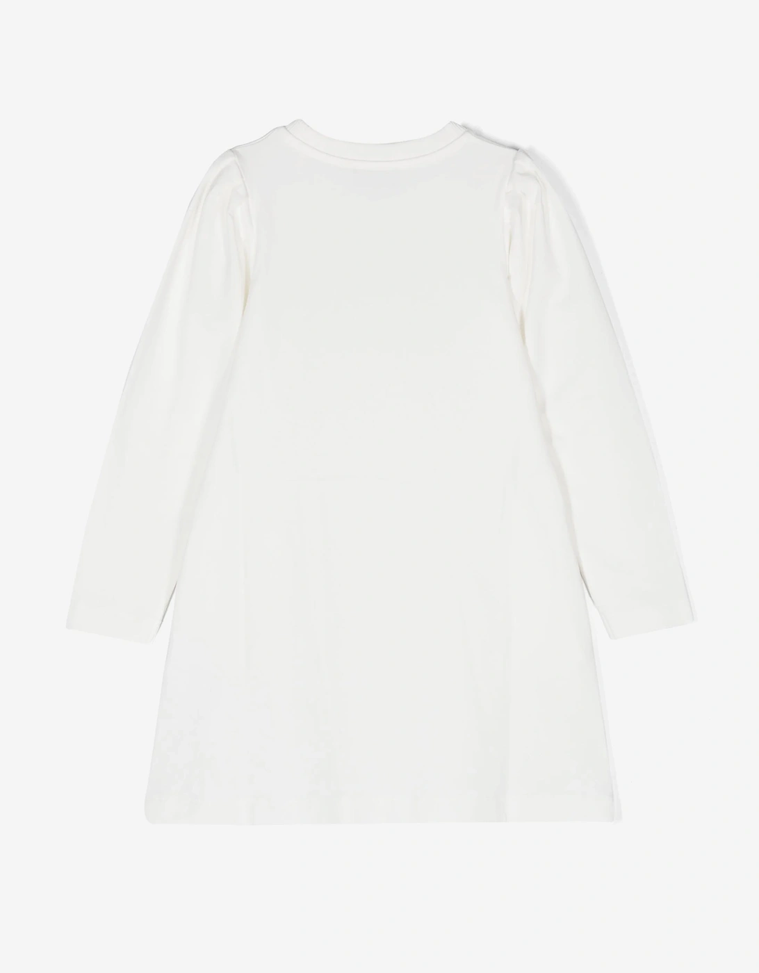 Girls Teddy Bear Jersey Dress in Ivory