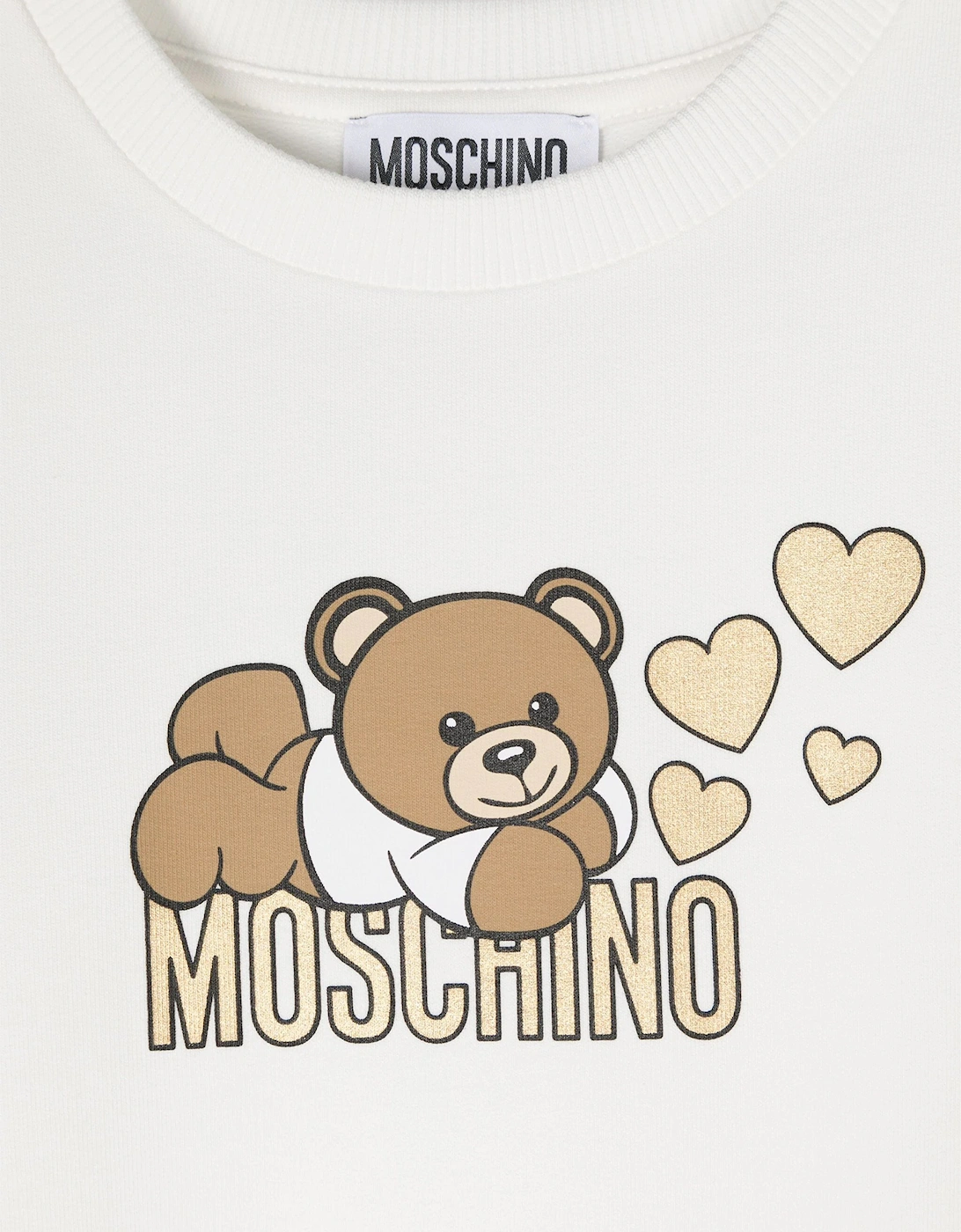 Girls Teddy Bear Jersey Dress in Ivory