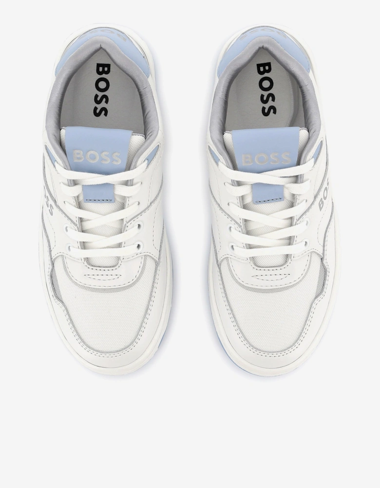 BOSS Kids Lace Up Logo Trainers in White