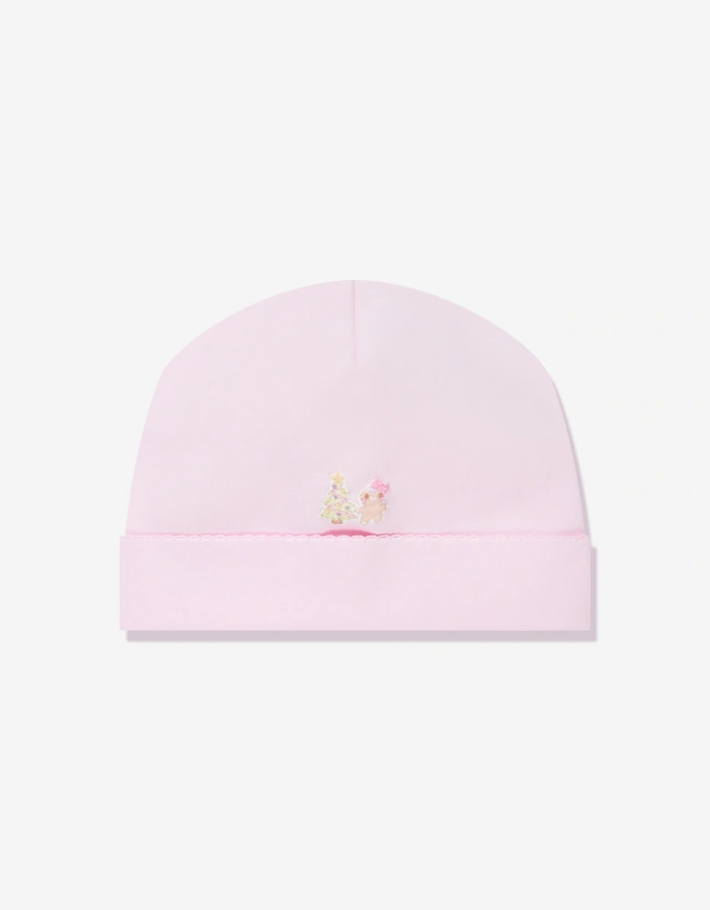 Baby Girls Sweet Gingerbread Embroidered Hat in Pink