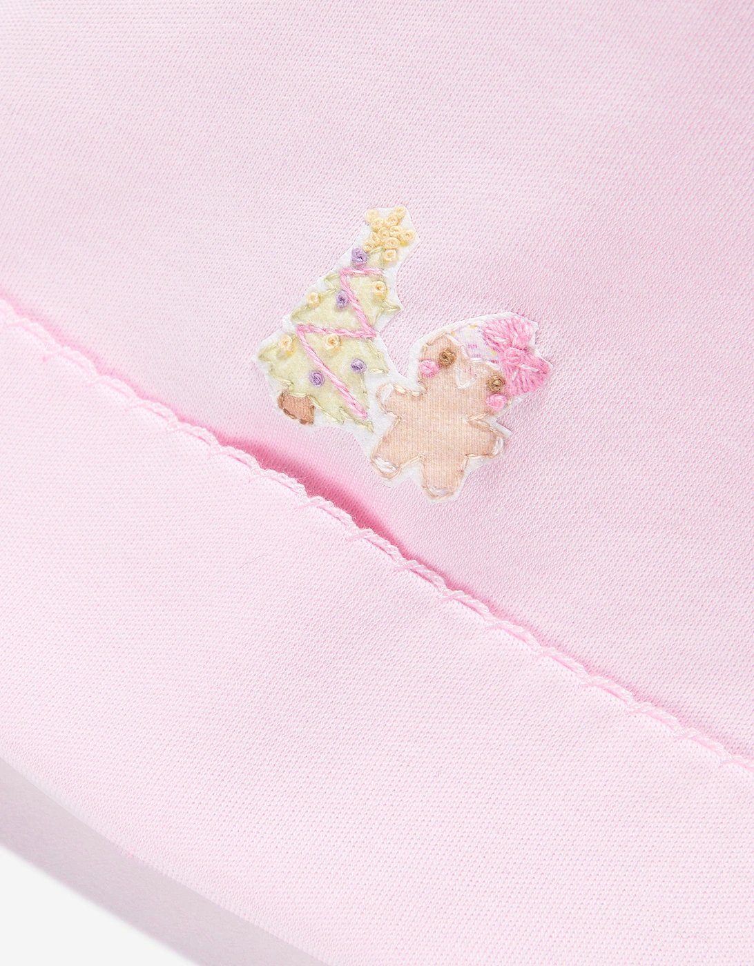 Baby Girls Sweet Gingerbread Embroidered Hat in Pink