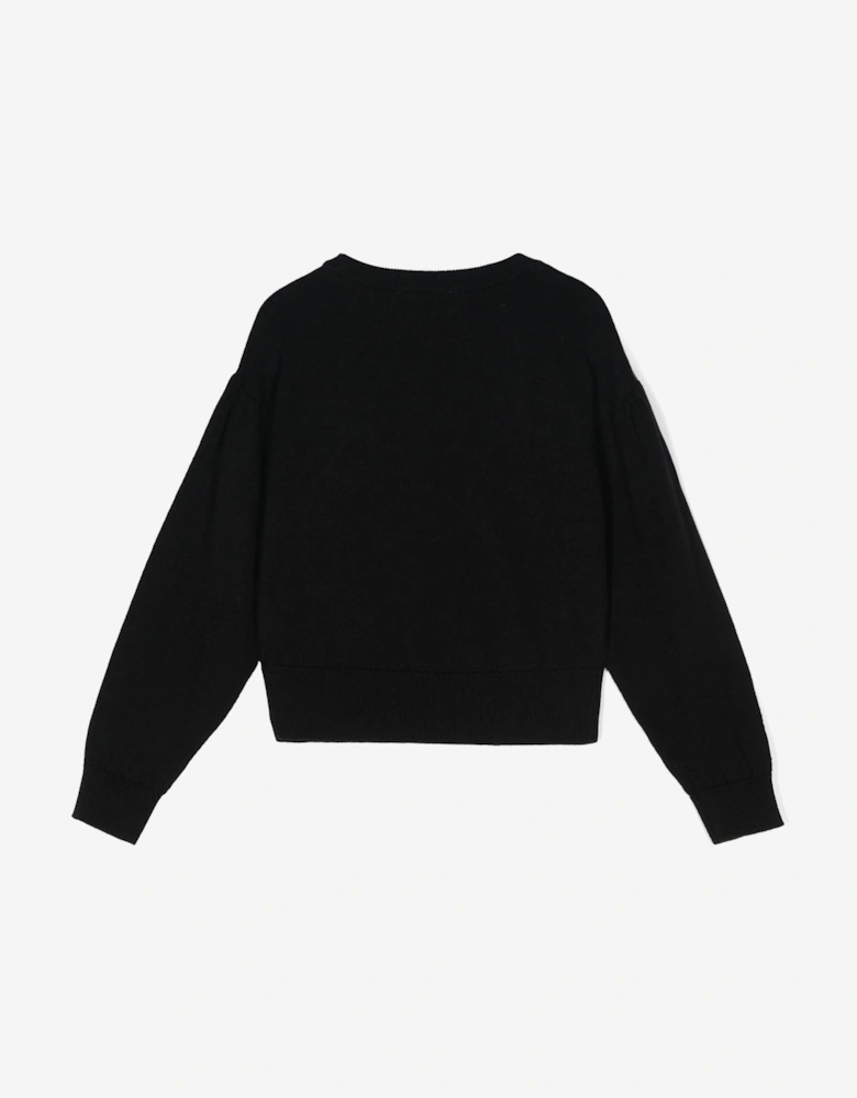 Girls Bear Heart Logo Jumper in Black