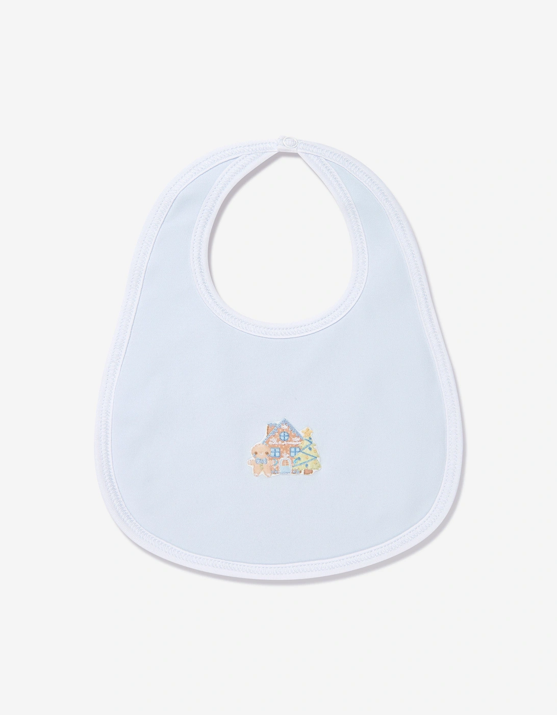 Baby Boys Sweet Gingerbread Embroidered Bib in Blue, 5 of 4