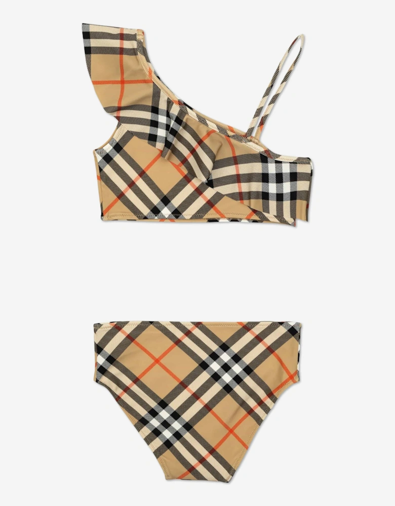 Girls Asla Check Bikini in Beige