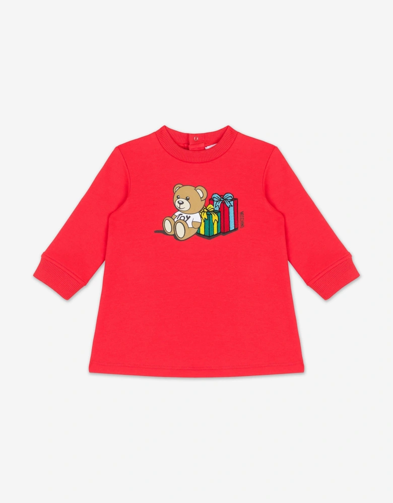 Baby Girls Bear Sweater Dress in Red