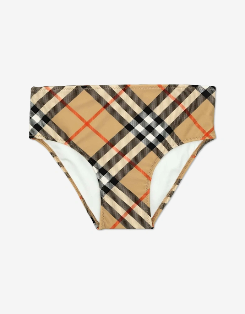 Girls Asla Check Bikini in Beige