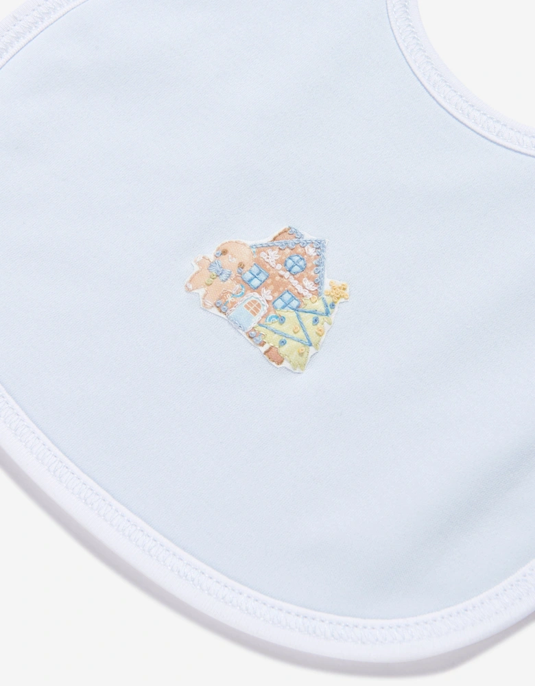 Baby Boys Sweet Gingerbread Embroidered Bib in Blue