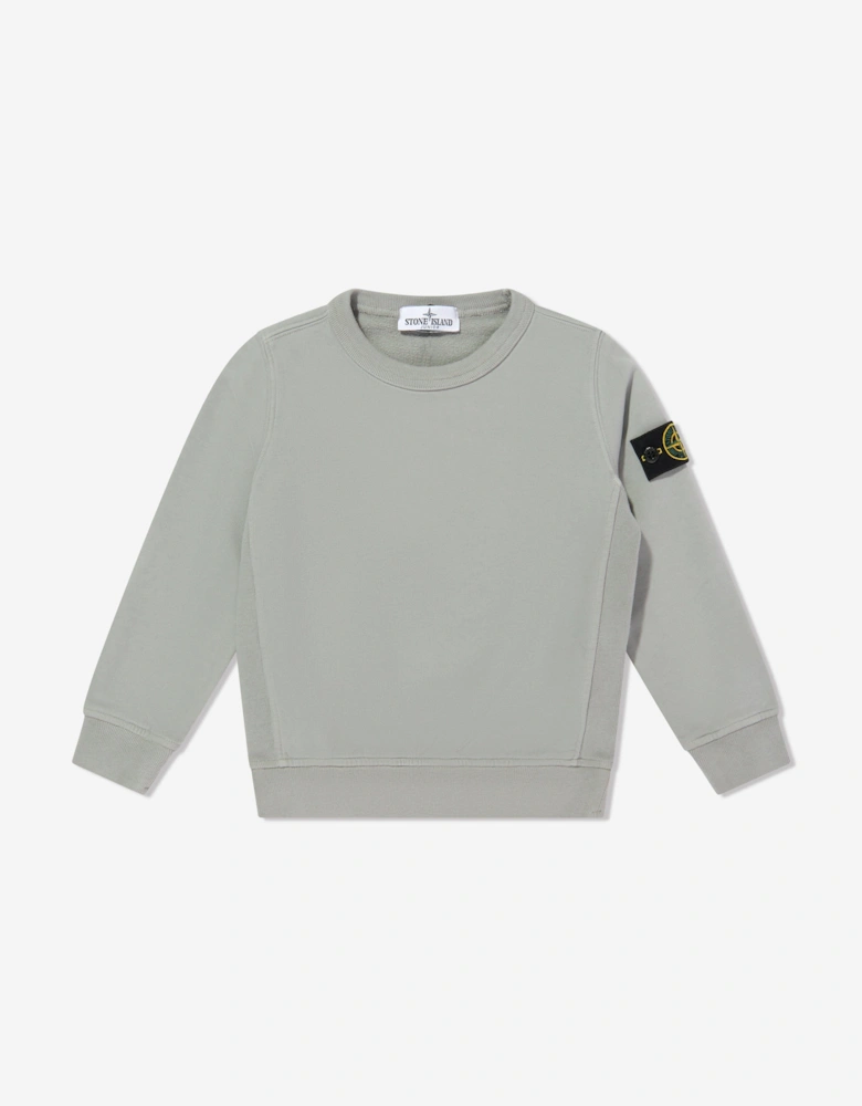Boys Melange Organic Cotton Fleece Sweatshirt in Grey