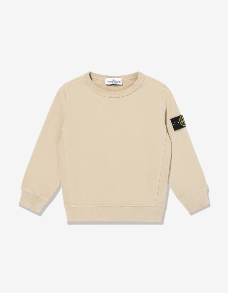 Boys Melange Organic Cotton Fleece Sweatshirt in Beige