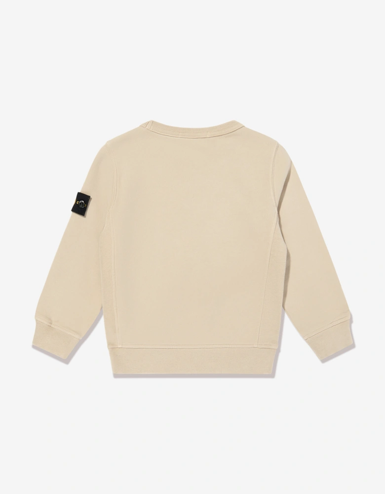 Boys Melange Organic Cotton Fleece Sweatshirt in Beige