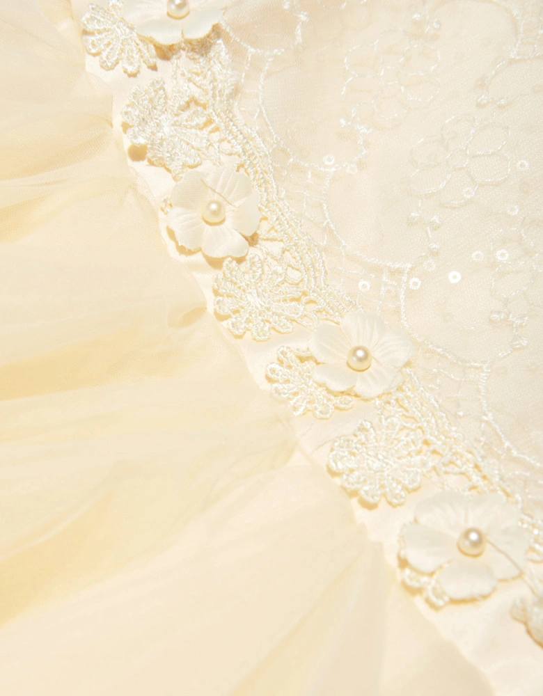 Girls Tulle Tiered Dress in Cream