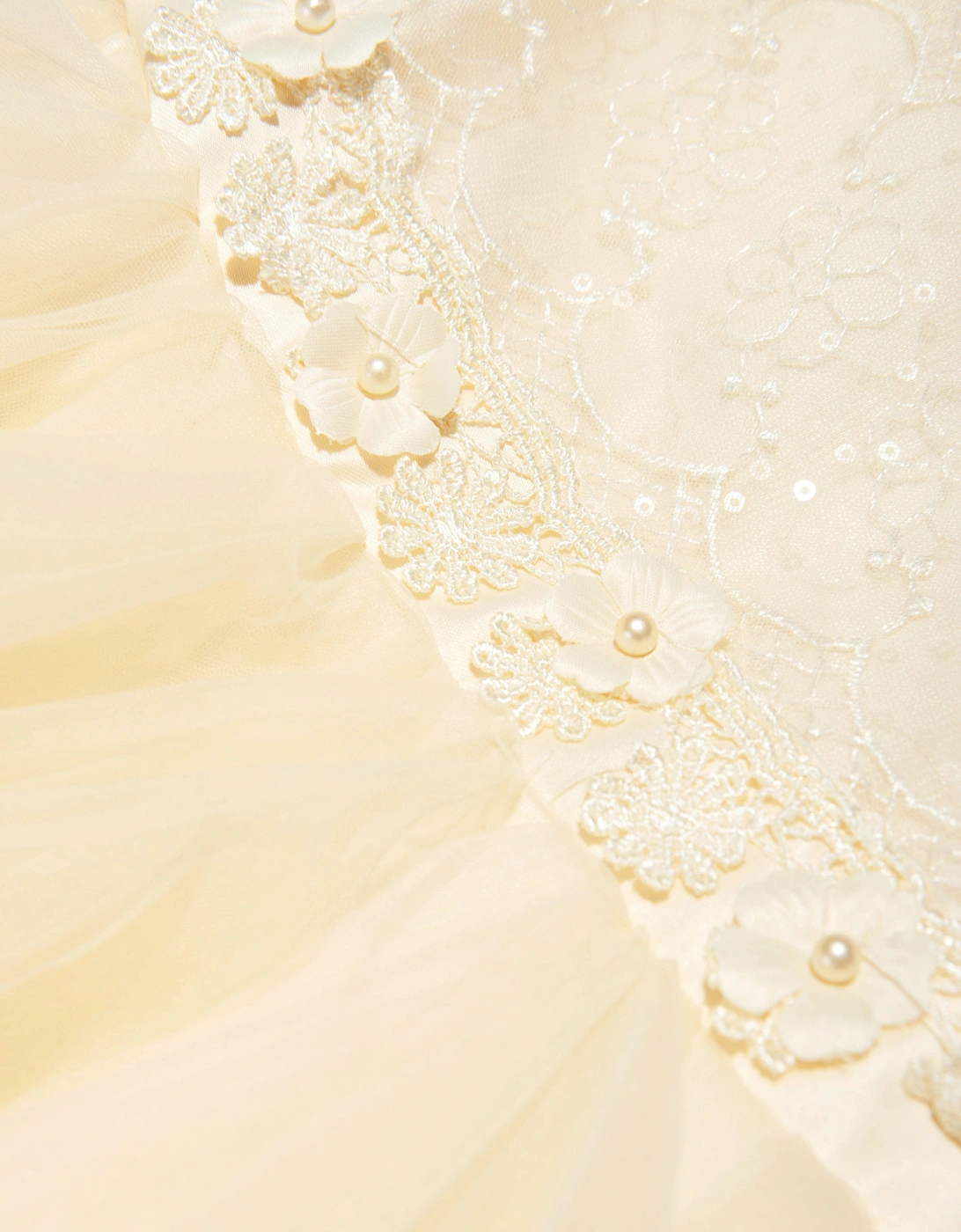 Girls Tulle Tiered Dress in Cream