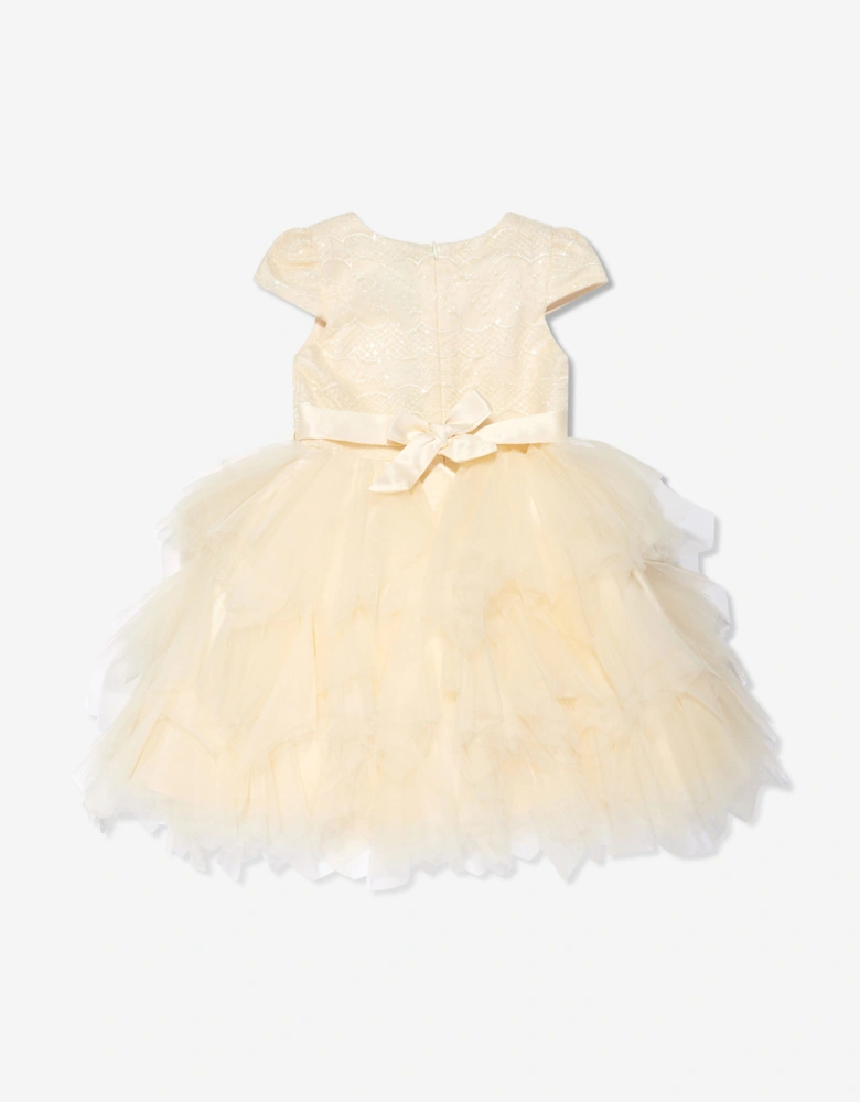 Girls Tulle Tiered Dress in Cream