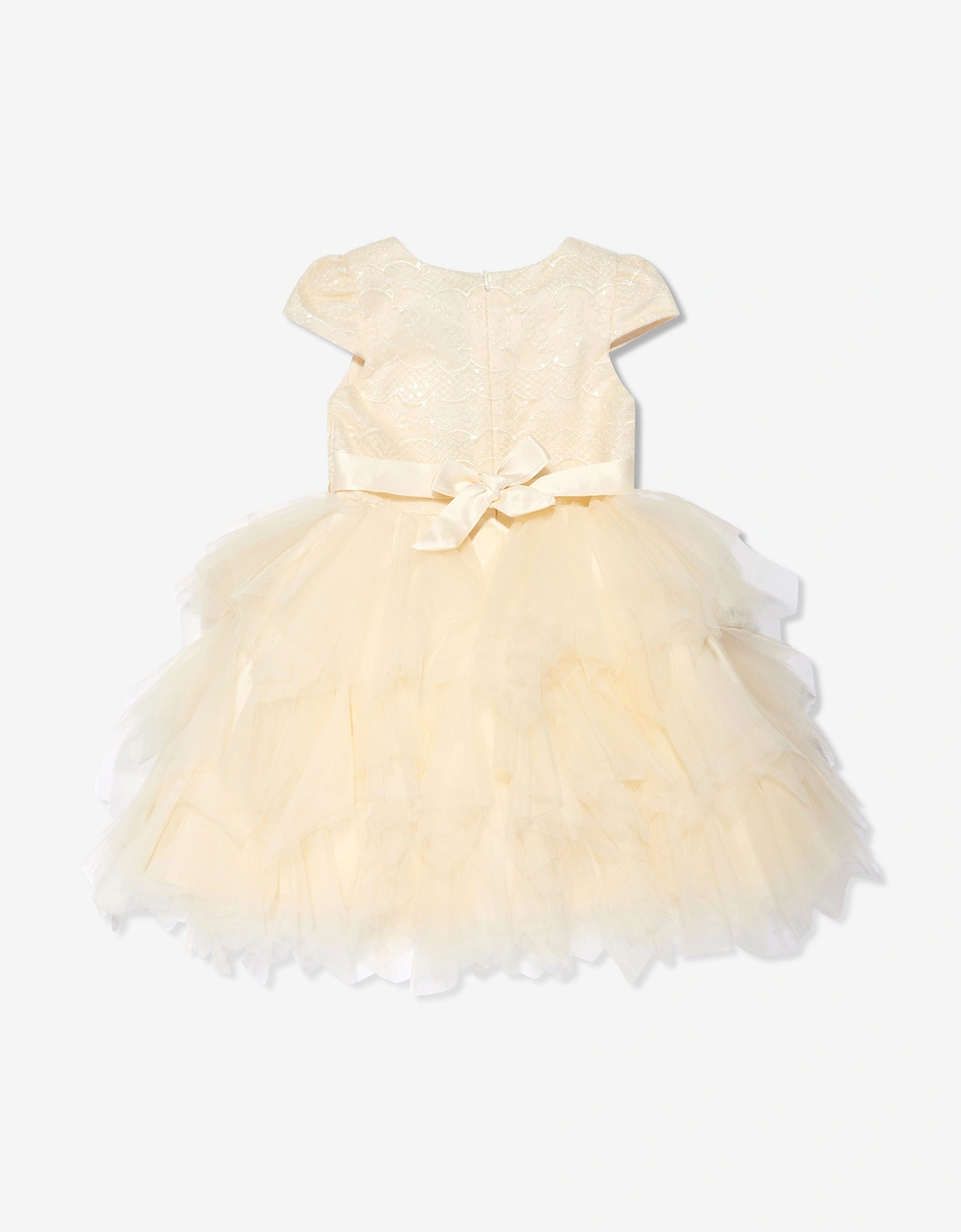 Girls Tulle Tiered Dress in Cream