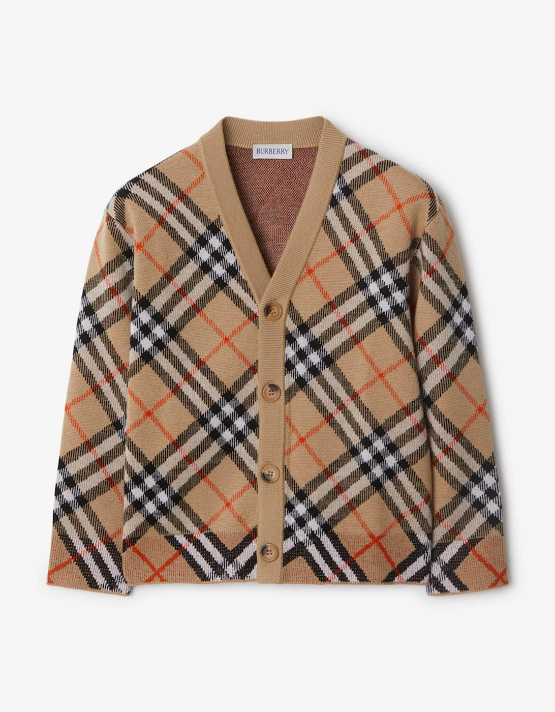 Girls Wool Check Cardigan in Beige, 5 of 4