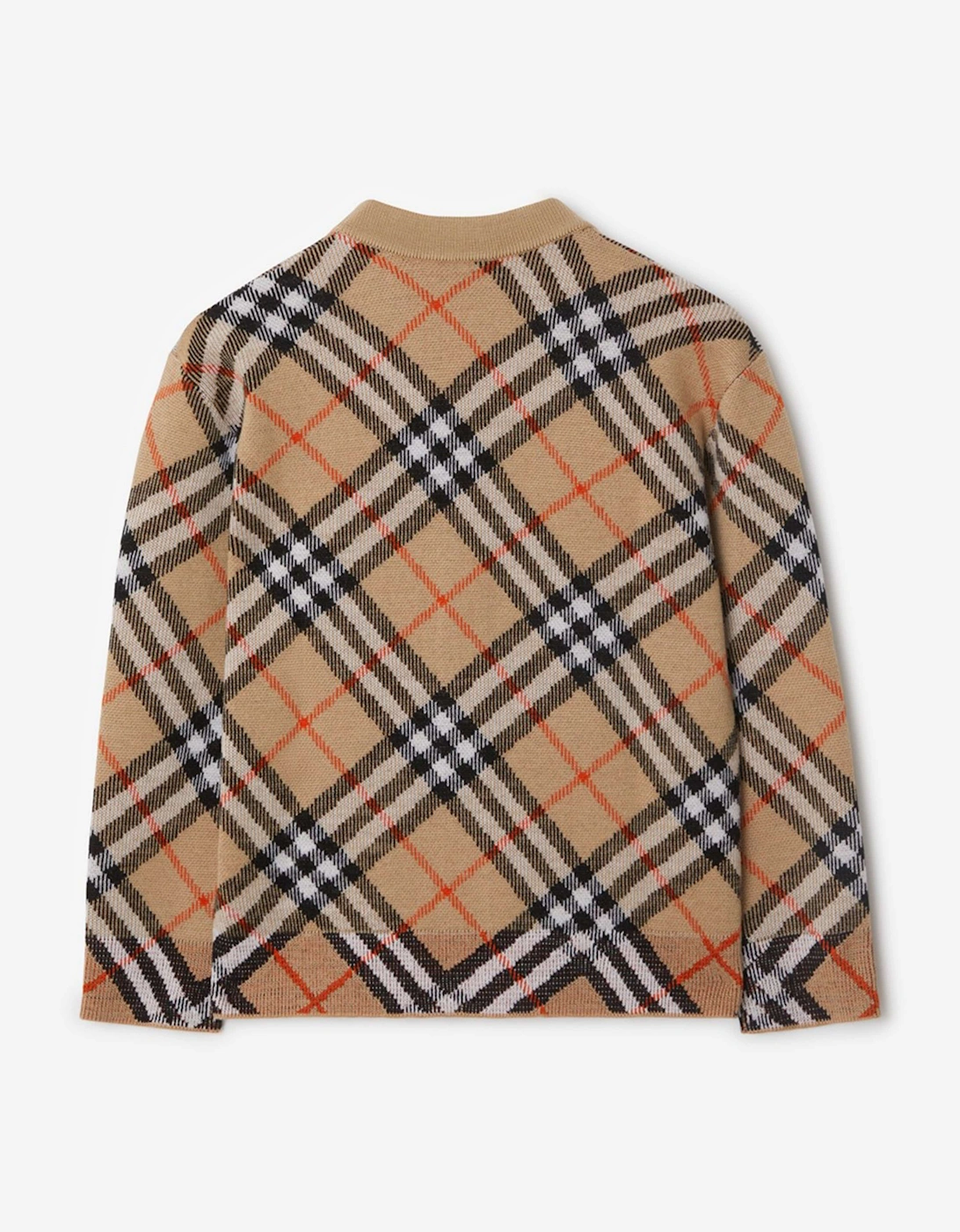 Girls Wool Check Cardigan in Beige
