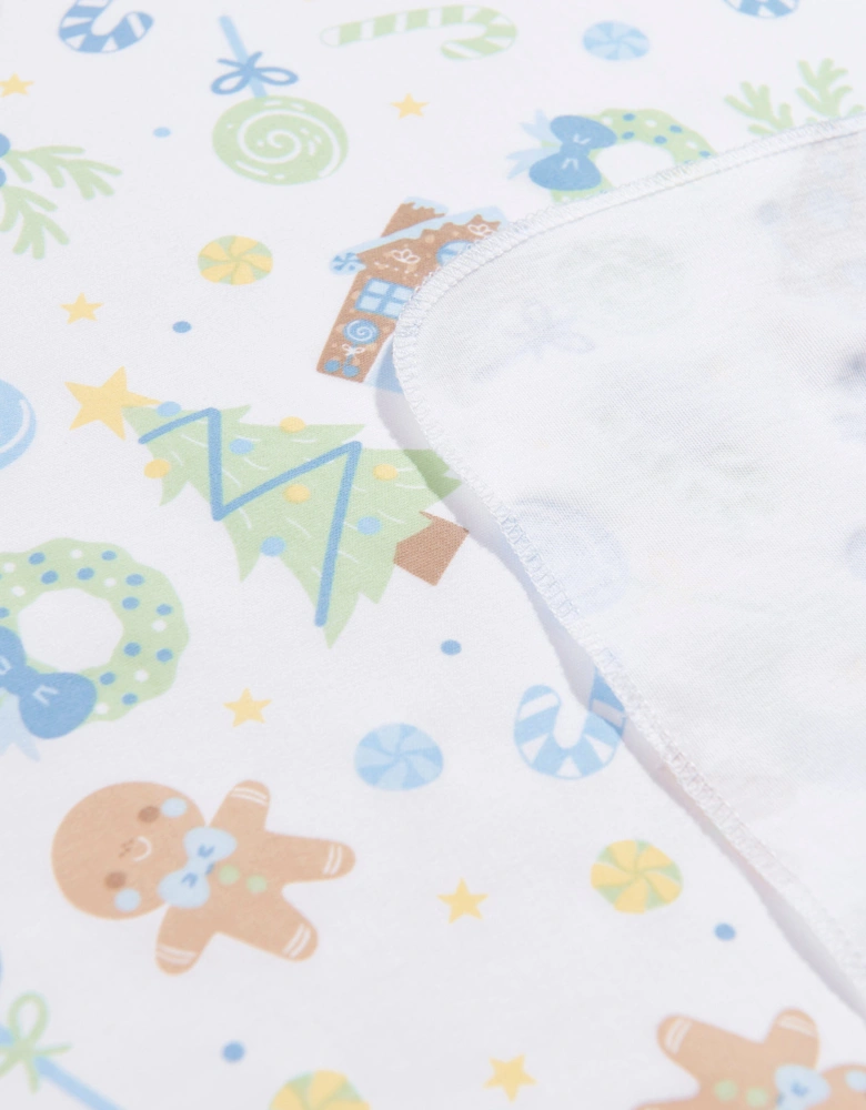 Baby Boys Sweet Gingerbread Swaddle Blanket in White