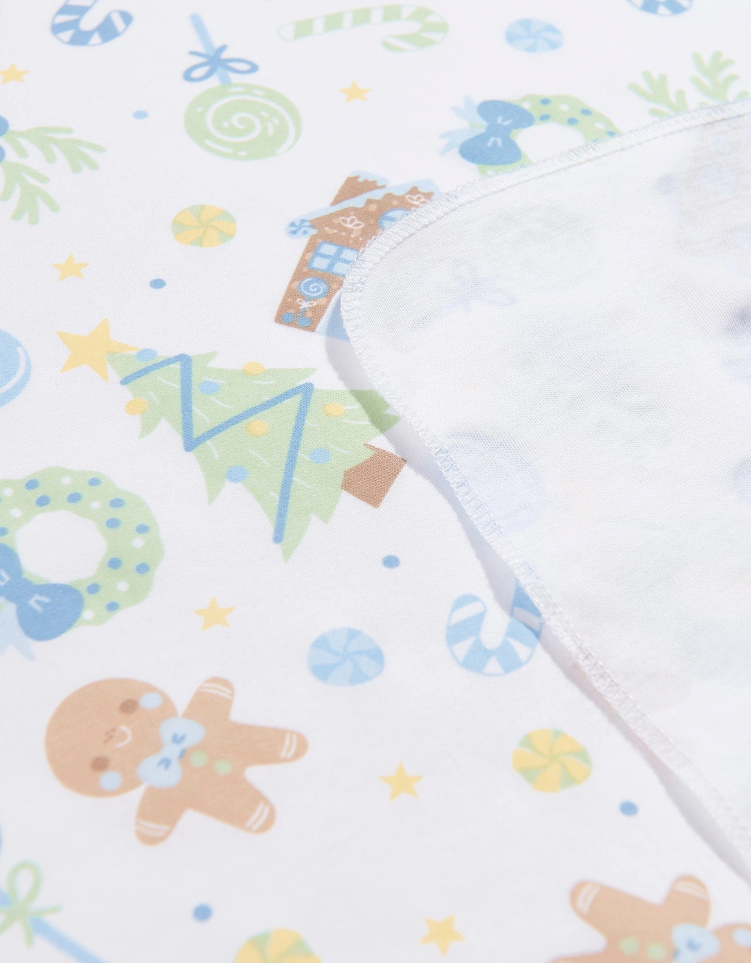 Baby Boys Sweet Gingerbread Swaddle Blanket in White