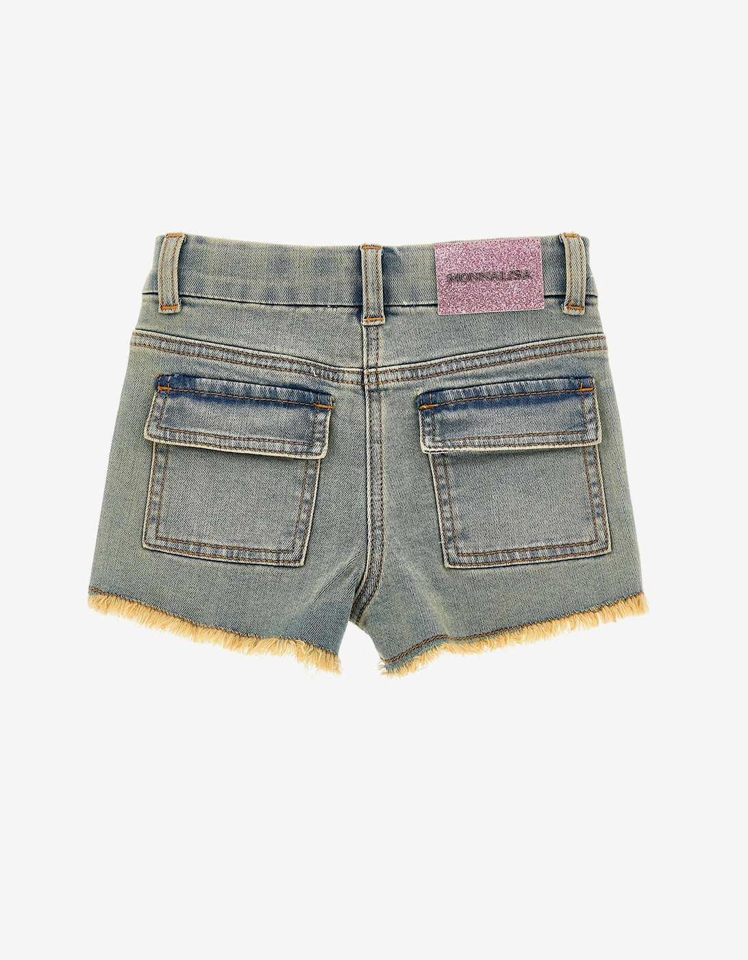 Girls Peach Blossom Denim Shorts in Blue