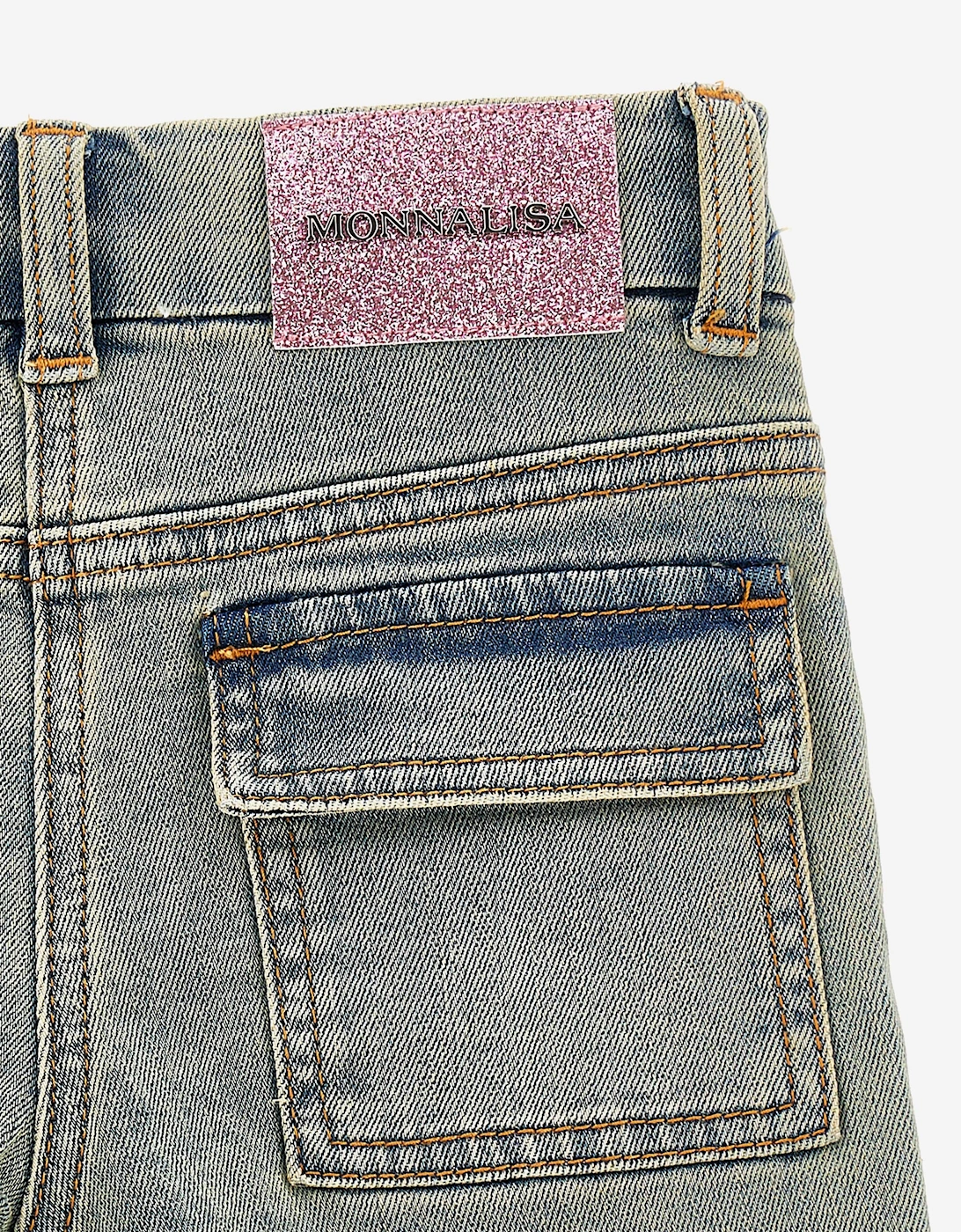 Girls Peach Blossom Denim Shorts in Blue