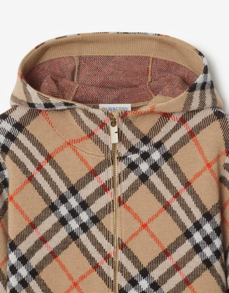 Boys Jimmy Check Zip Up Top in Beige