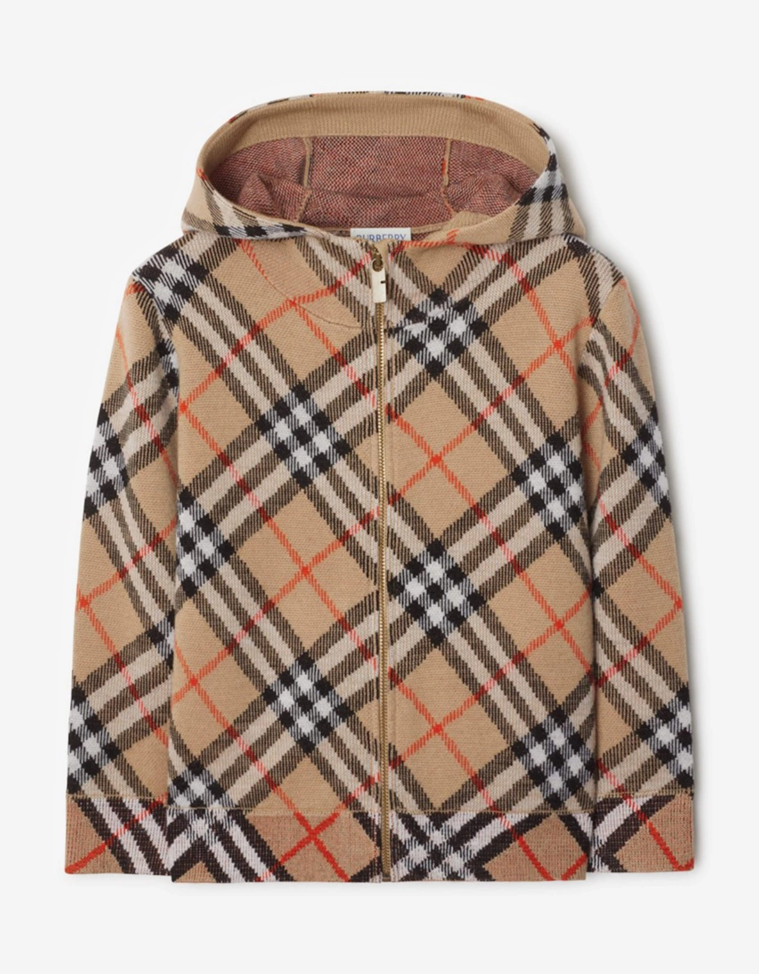 Boys Jimmy Check Zip Up Top in Beige, 5 of 4