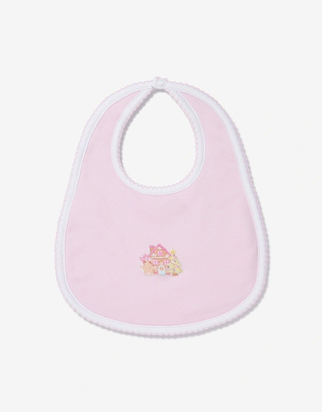 Baby Girls Sweet Gingerbread Embroidered Bib in Pink, 5 of 4