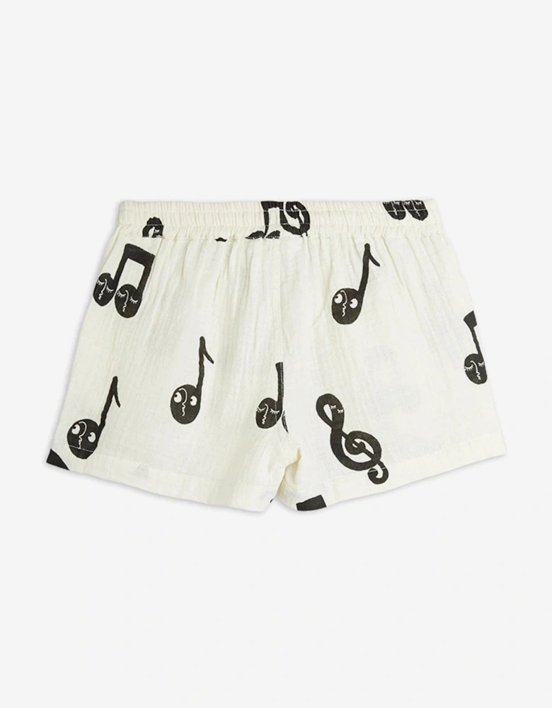 Kids Note AOP Muslin Shorts in White