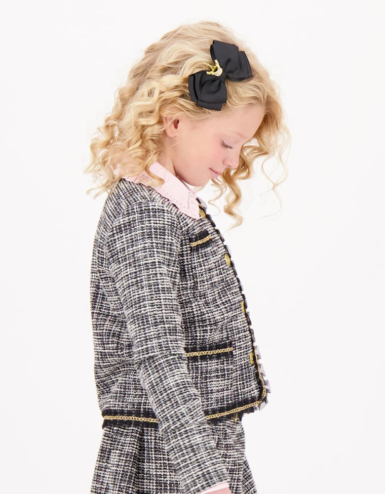 Angels Face Girls Big Bow With Crown Hair Clip in Black