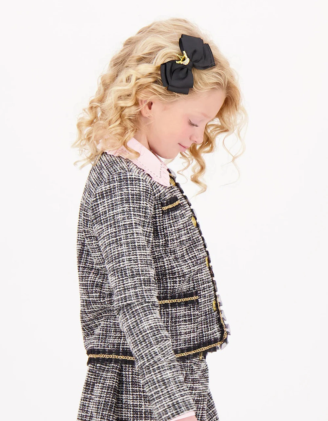Angels Face Girls Big Bow With Crown Hair Clip in Black