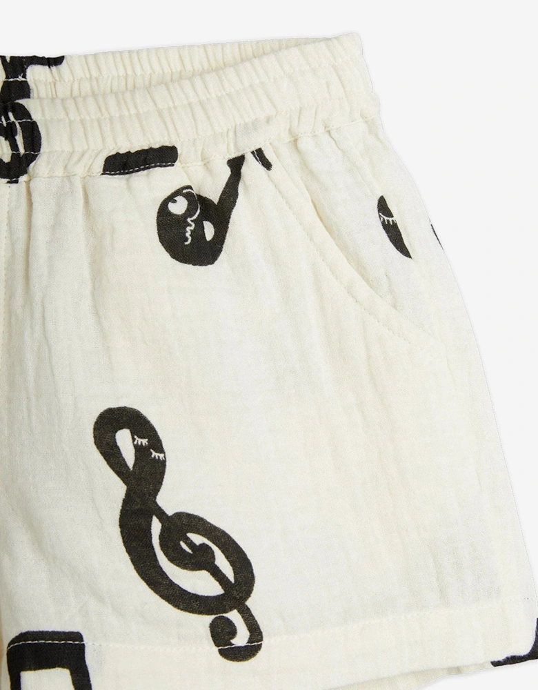 Kids Note AOP Muslin Shorts in White
