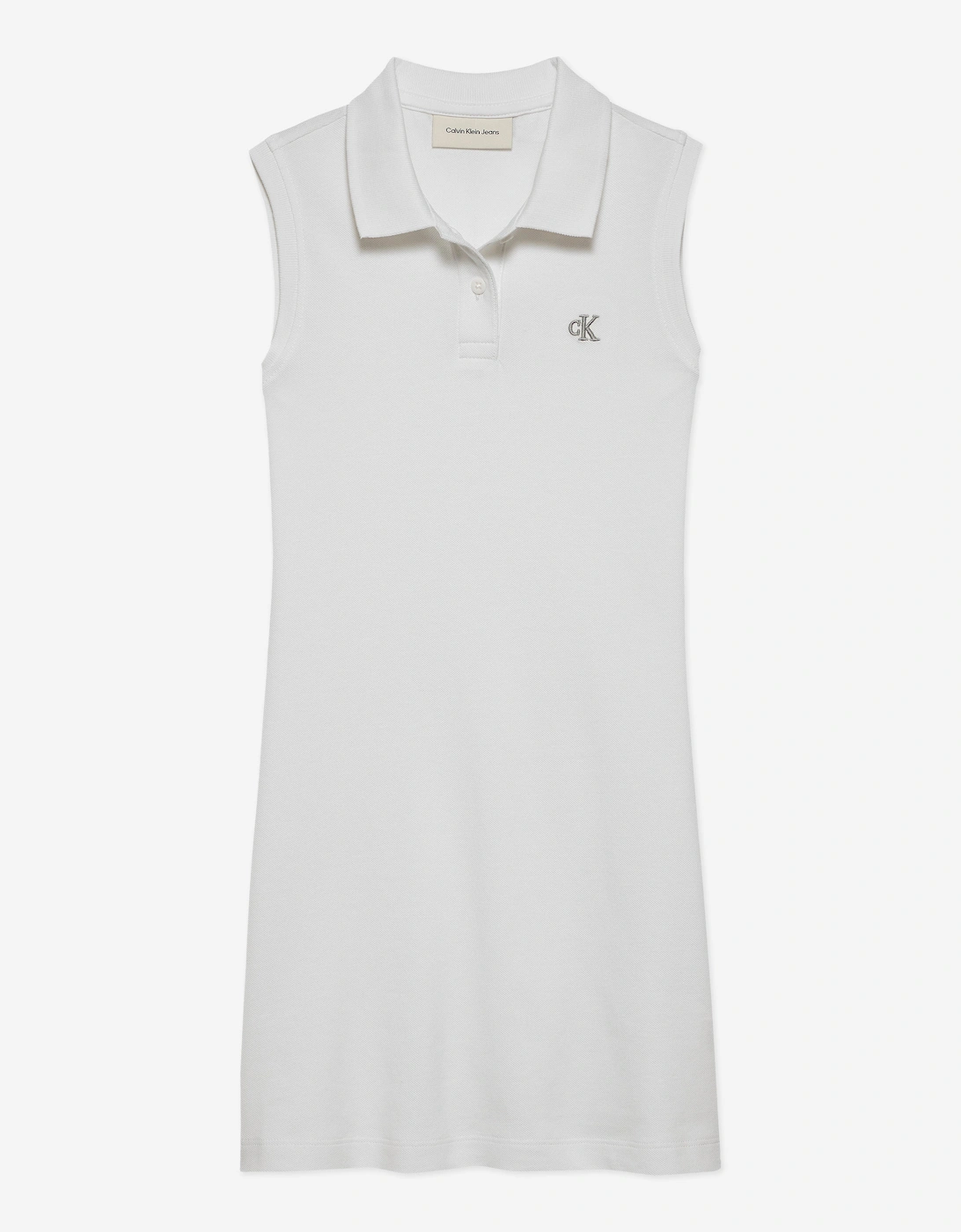 Girls Sleeveless Polo Dress in White, 5 of 4