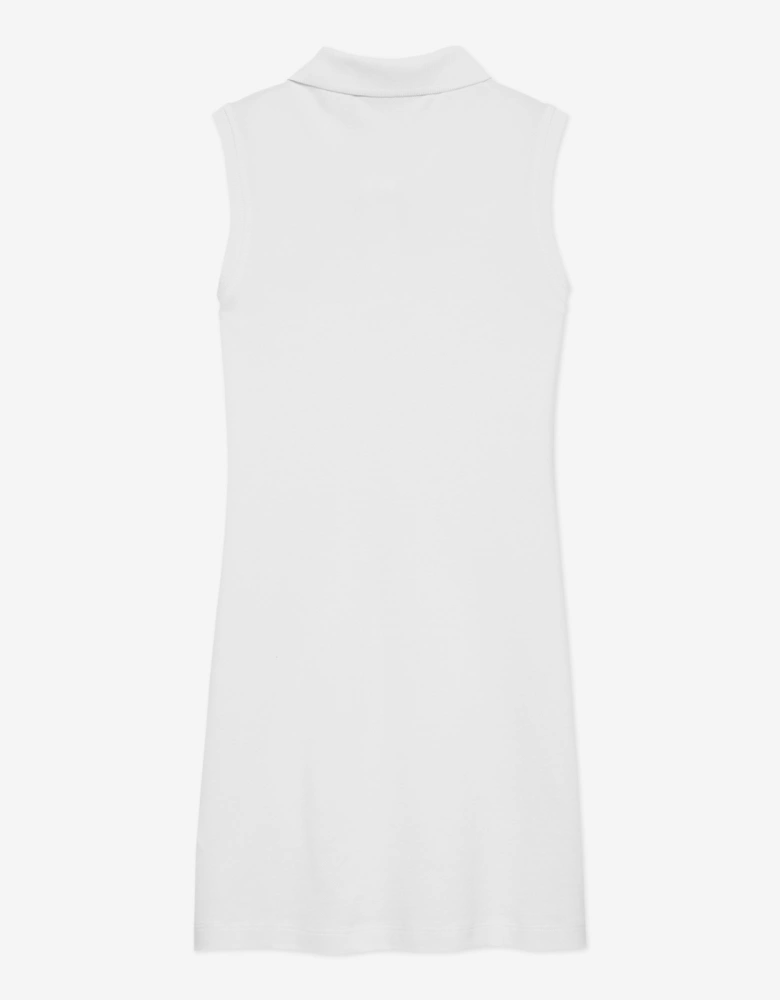 Girls Sleeveless Polo Dress in White