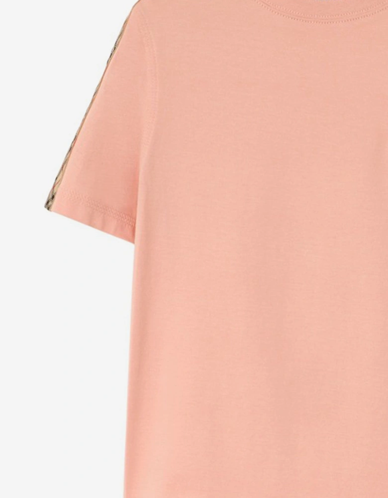 Girls Cedar Check Tape T-Shirt in Pink