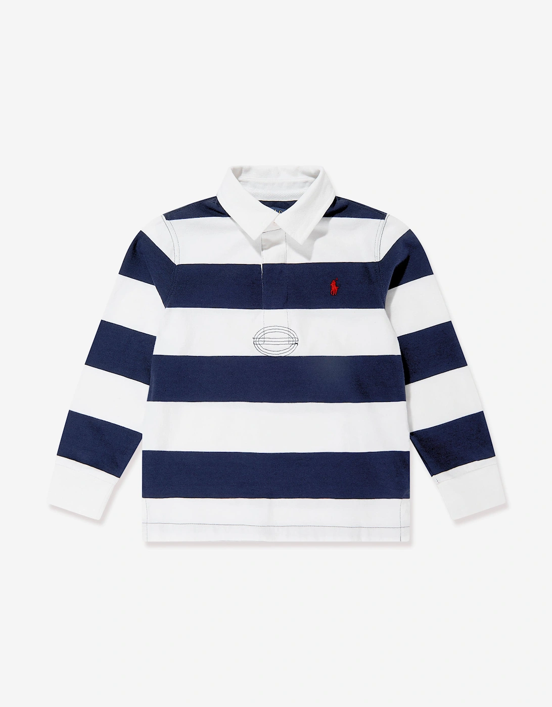 Boys Striped Jersey Rugby Shirt in Navy, 7 of 6
