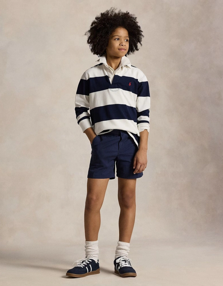 Boys Striped Jersey Rugby Shirt in Navy