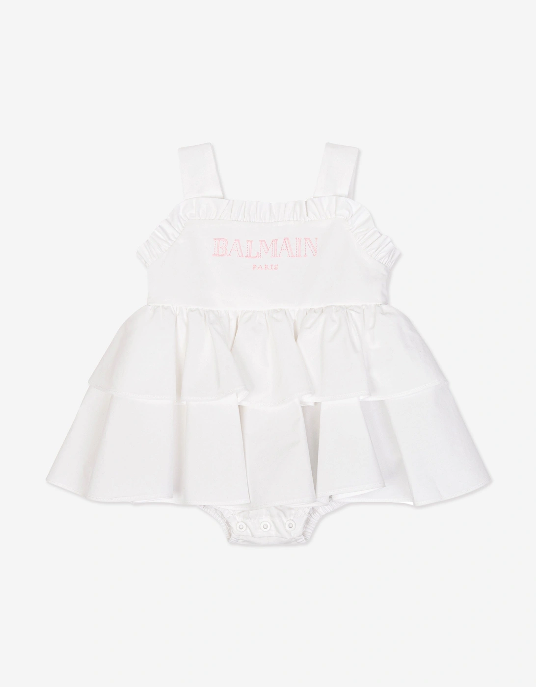 Baby Girls Sleeveless Ruffle Dress in White, 5 of 4