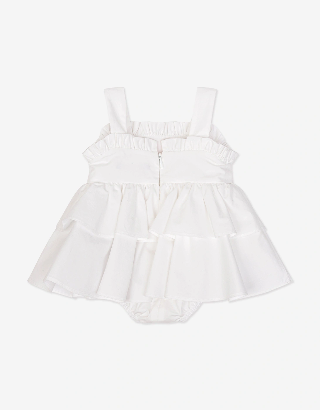 Baby Girls Sleeveless Ruffle Dress in White
