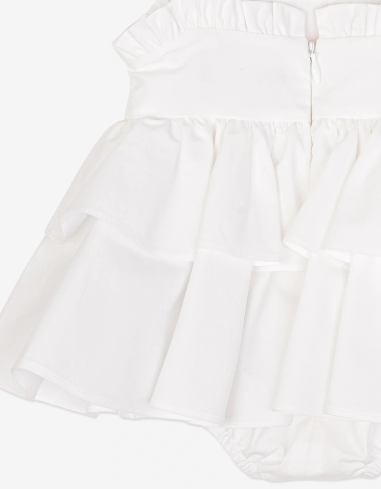 Baby Girls Sleeveless Ruffle Dress in White