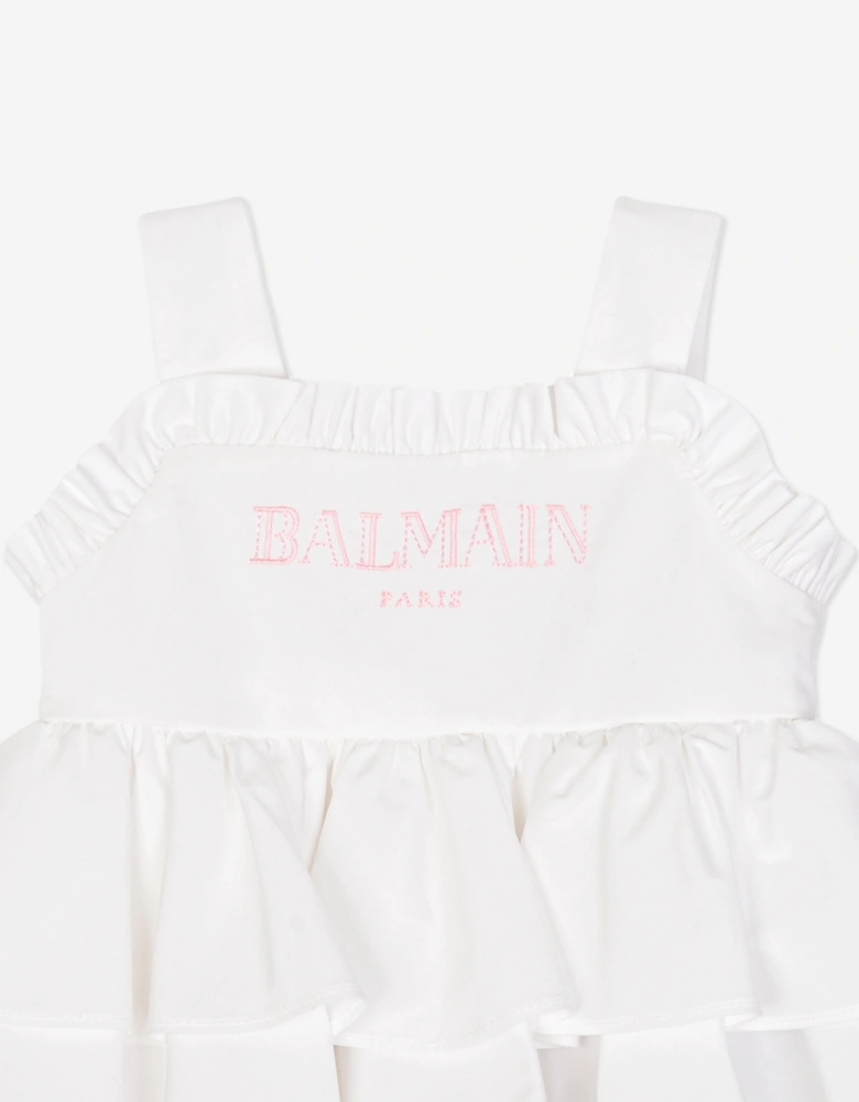Baby Girls Sleeveless Ruffle Dress in White
