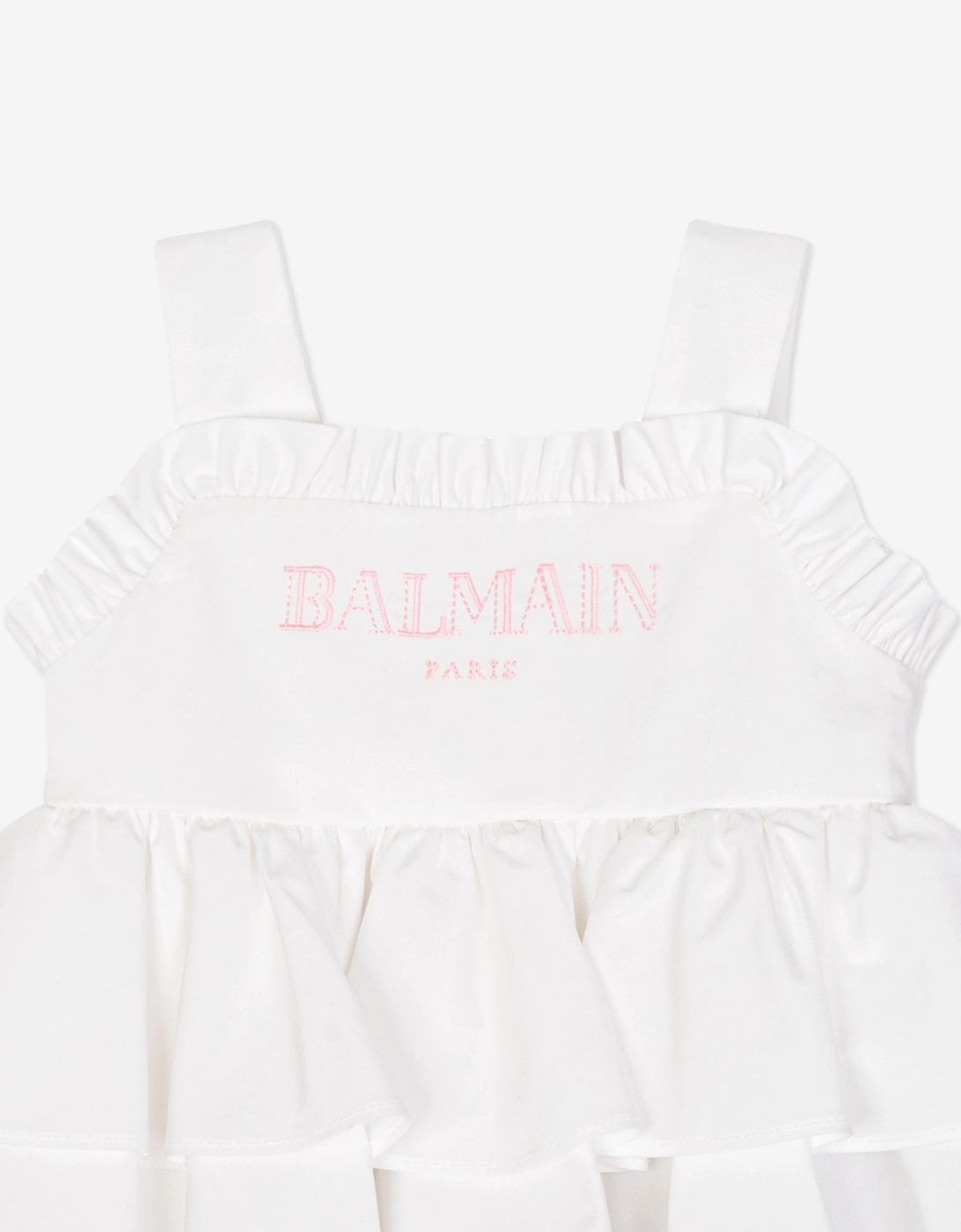 Baby Girls Sleeveless Ruffle Dress in White