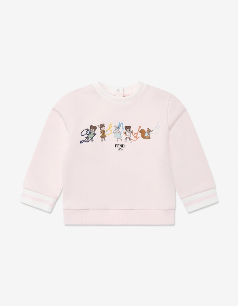 Baby Girls Animal Logo Sweatshirt in Pink
