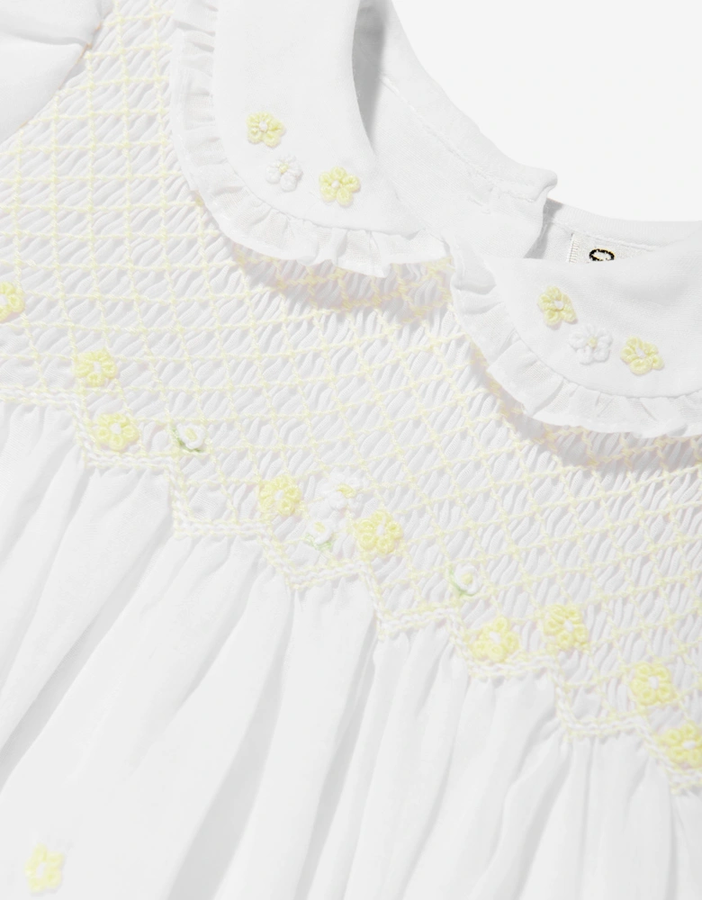 Baby Girls Smocked Dress in White