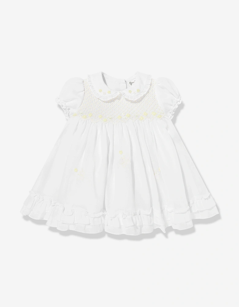 Baby Girls Smocked Dress in White