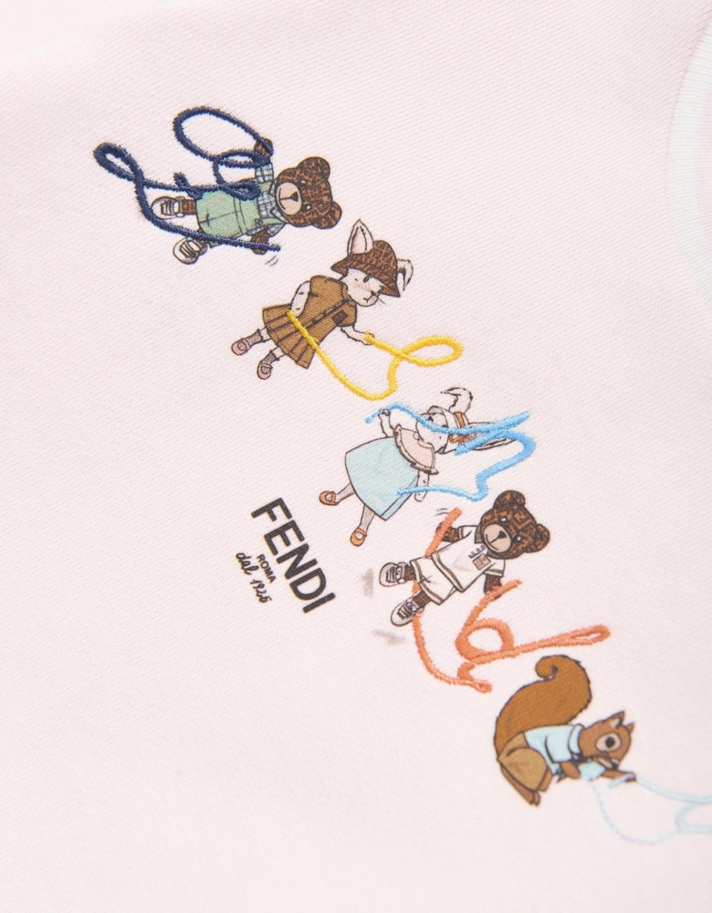 Baby Girls Animal Logo Sweatshirt in Pink